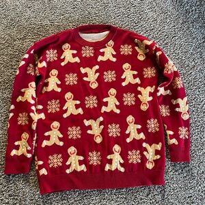 Boohoo Red Gingerbread Crewneck Sweater